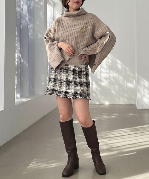 MAJESTIC LEGON（マジェスティックレゴン）の「フリンジツイードミニスカート（スカート・レディース・ブラック系その他/グリーン系その他/ベージュ系その他2・MEDIUM）」の9枚目の写真