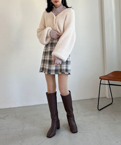 MAJESTIC LEGON（マジェスティックレゴン）の「フリンジツイードミニスカート（スカート・レディース・ブラック系その他/グリーン系その他/ベージュ系その他2・MEDIUM）」の10枚目の写真