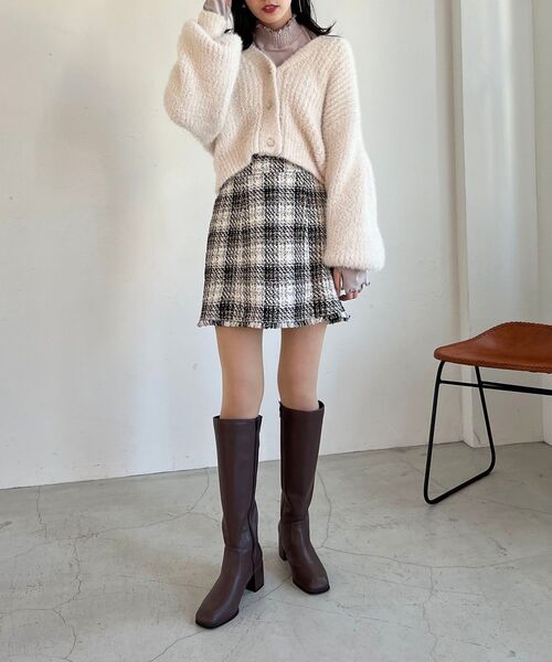 MAJESTIC LEGON（マジェスティックレゴン）の「フリンジツイードミニスカート（スカート・レディース・ブラック系その他/グリーン系その他/ベージュ系その他2・MEDIUM）」の11枚目の写真