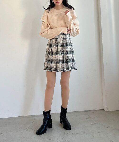 MAJESTIC LEGON（マジェスティックレゴン）の「フリンジツイードミニスカート（スカート・レディース・ブラック系その他/グリーン系その他/ベージュ系その他2・MEDIUM）」の20枚目の写真