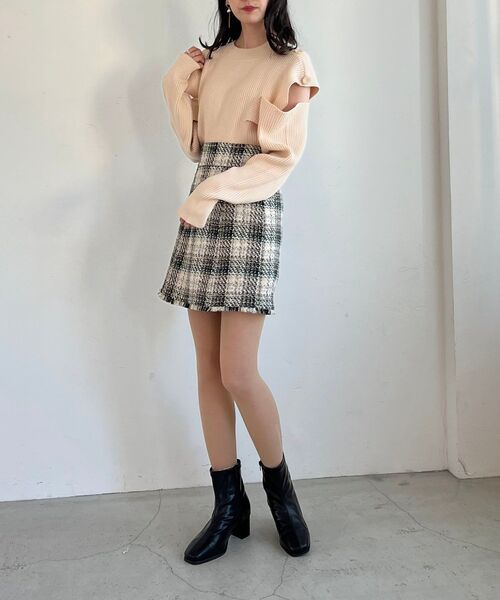 MAJESTIC LEGON（マジェスティックレゴン）の「フリンジツイードミニスカート（スカート・レディース・ブラック系その他/グリーン系その他/ベージュ系その他2・MEDIUM）」の21枚目の写真