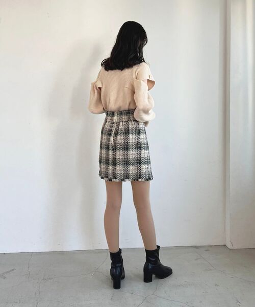 MAJESTIC LEGON（マジェスティックレゴン）の「フリンジツイードミニスカート（スカート・レディース・ブラック系その他/グリーン系その他/ベージュ系その他2・MEDIUM）」の22枚目の写真
