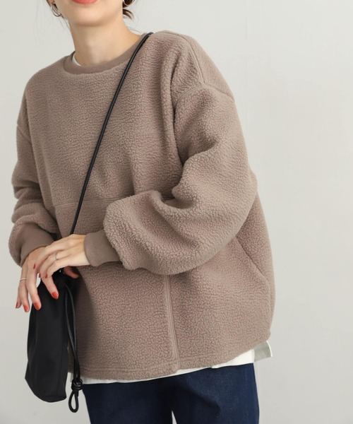 URBAN RESEARCH DOORS(アーバンリサーチドアーズ)の「ボアクルーネックプルオーバー(Tシャツ/カットソー・レディース・アイボリー/ブラック/モカ・MEDIUM)」の3枚目の写真