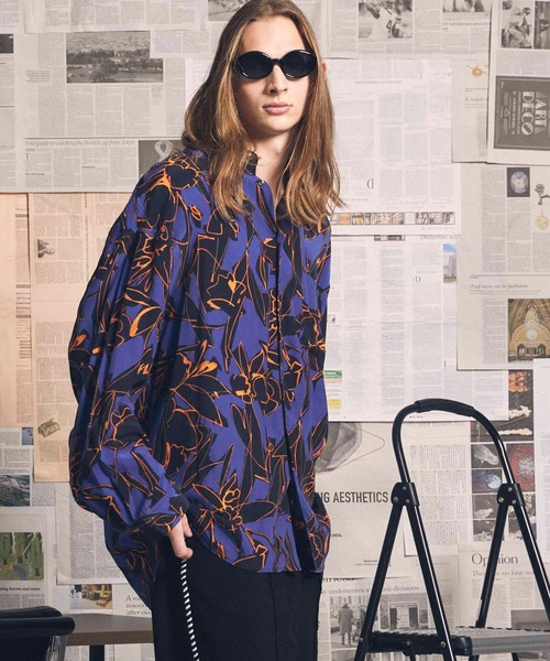 MAISON SPECIAL（メゾンスペシャル）の「《ユニセックスアイテム》アブストラクトプライムオーバーシャツ【MAISON SPECIAL/メゾンスペシャル】（シャツ/ブラウス・メンズ・ブラウン/ブルー・0/1/2）」の2枚目の写真