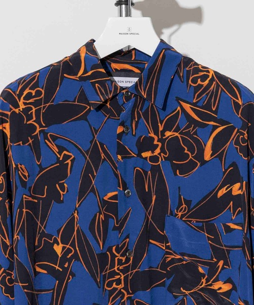 MAISON SPECIAL（メゾンスペシャル）の「《ユニセックスアイテム》アブストラクトプライムオーバーシャツ【MAISON SPECIAL/メゾンスペシャル】（シャツ/ブラウス・メンズ・ブラウン/ブルー・0/1/2）」の3枚目の写真