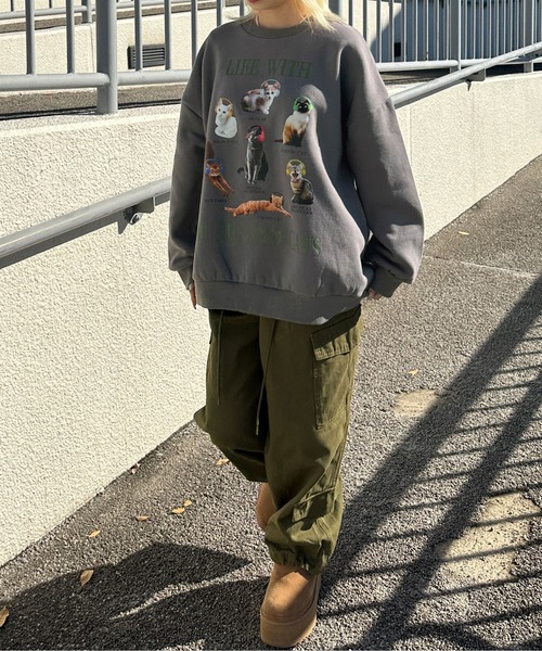 sedacle（セダクル）の「キャットプリントスウェット（スウェット・メンズ・オートミール/ボルドー/アッシュグレー・MEDIUM/LARGE）」の19枚目の写真