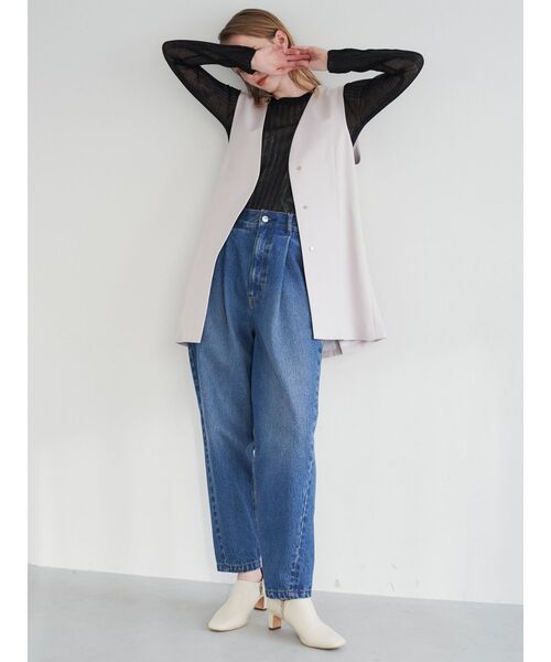 ELENDEEK（エレンディーク）の「ノーカラーミドルジレ（テーラードジャケット・レディース・ベージュ/ブラック・FREE）」の10枚目の写真