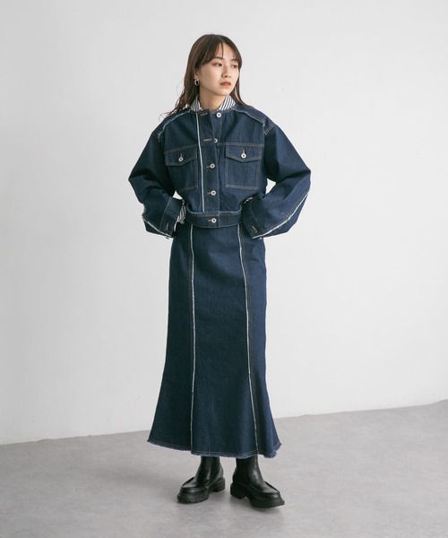 KBF(ケイビーエフ)の「カットオフマーメイドデニムスカート(スカート・レディース・ネイビー/ブルー・ONE)」の14枚目の写真