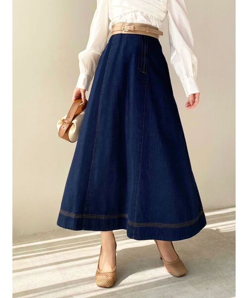 RESEXXY（リゼクシー）の「ステッチデザインフレアスカート（スカート・レディース・ベージュ/インディゴブルー/アイボリー・FREE）」の11枚目の写真