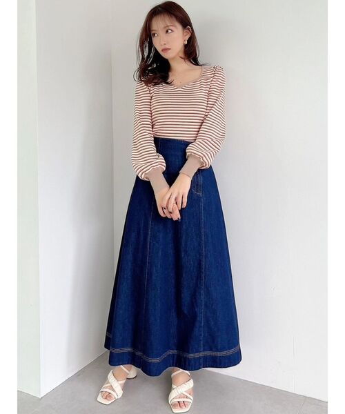 RESEXXY（リゼクシー）の「ステッチデザインフレアスカート（スカート・レディース・ベージュ/インディゴブルー/アイボリー・FREE）」の15枚目の写真