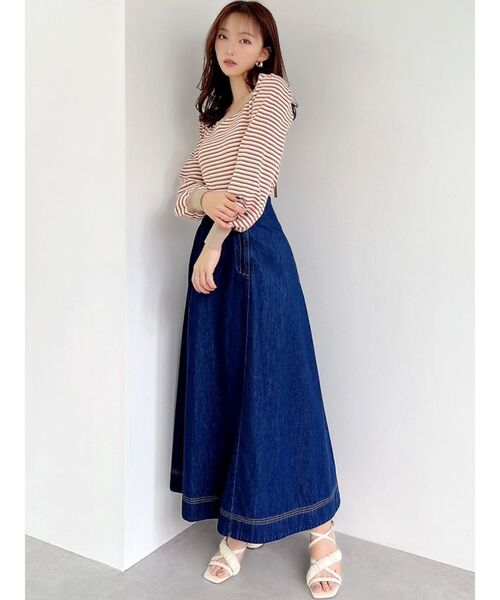 RESEXXY（リゼクシー）の「ステッチデザインフレアスカート（スカート・レディース・ベージュ/インディゴブルー/アイボリー・FREE）」の18枚目の写真