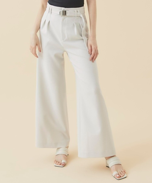 CITY TOKYO（シティトウキョウ）の「ジョーゼットワイドパンツ（スラックス・レディース・イエロー/ブラック/オフホワイト・1/2）」の5枚目の写真