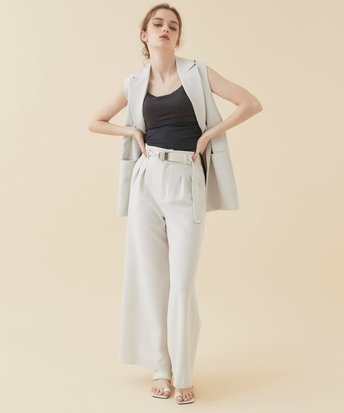 CITY TOKYO（シティトウキョウ）の「ジョーゼットワイドパンツ（スラックス・レディース・イエロー/ブラック/オフホワイト・1/2）」の7枚目の写真