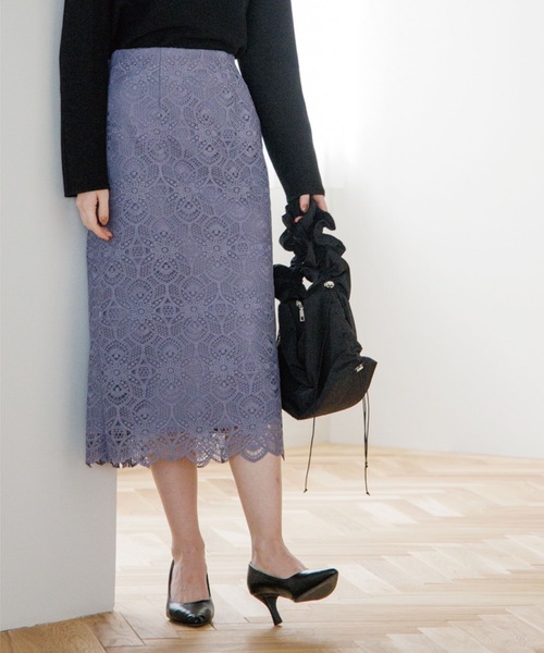 OPAQUE.CLIP(オペークドットクリップ)の「◆オリジナルレースタイトスカート(スカート・レディース・グレー系その他/パープル系4/オフホワイト/グレー系その他2・38/36/40/42/34)」の4枚目の写真