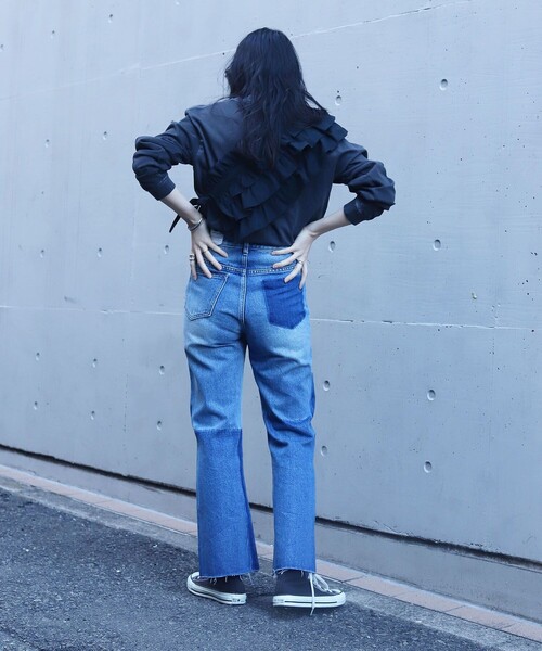 FREAK'S STORE（フリークスストア）の「マルチWAYギャザー付けフリル（付け襟・レディース・ブラック/オフホワイト・ﾌﾘ-）」の8枚目の写真