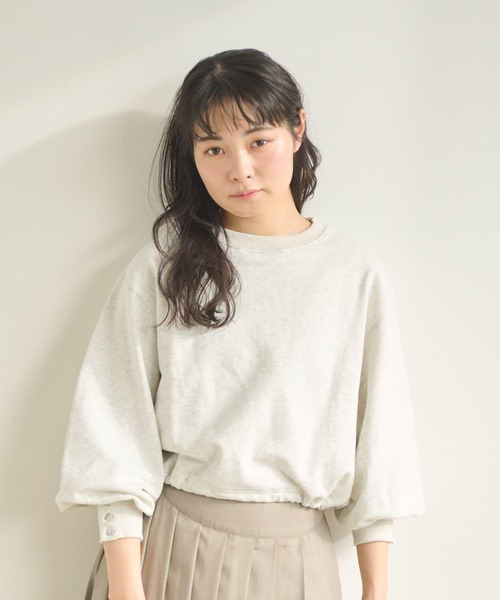 idem(イデム)の「drost ribbon short pullover/ショート丈プルオーバー(スウェット・レディース・ブルー/アイボリー/ネイビー・FREE)」の7枚目の写真