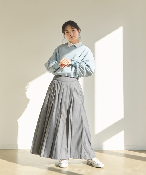 idem(イデム)の「drost ribbon short pullover/ショート丈プルオーバー(スウェット・レディース・ブルー/アイボリー/ネイビー・FREE)」の16枚目の写真