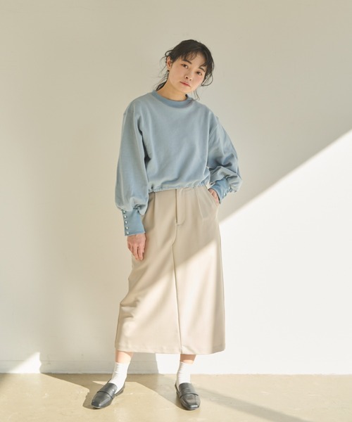 idem(イデム)の「drost ribbon short pullover/ショート丈プルオーバー(スウェット・レディース・ブルー/アイボリー/ネイビー・FREE)」の21枚目の写真