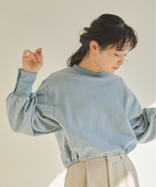 idem(イデム)の「drost ribbon short pullover/ショート丈プルオーバー(スウェット・レディース・ブルー/アイボリー/ネイビー・FREE)」の19枚目の写真