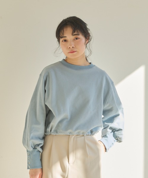 idem(イデム)の「drost ribbon short pullover/ショート丈プルオーバー(スウェット・レディース・ブルー/アイボリー/ネイビー・FREE)」の18枚目の写真
