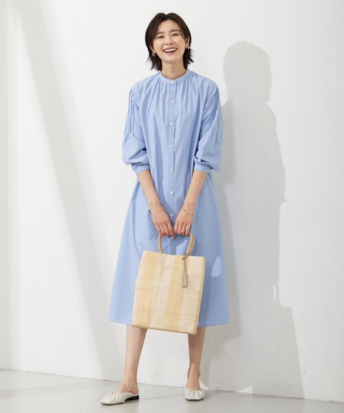 J.PRESS Ladies(J.プレス レディス)の「【WEB限定カラーあり・洗える・接触冷感・UVカット・イージーケア】 エステネージュストライプ ワンピース(ワンピース・レディース・ライトグレー系1/ブルー系1/サックスブルー系1/ネイビー系1・XS)」の10枚目の写真