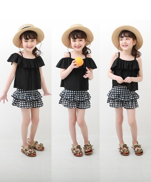 devirock(デビロック)の「UVカット 3WAYで着られる オフショルセットアップ水着(水着・キッズ・ブラック/バイオレット/パープル系その他/サックスブルー/イエロー系1/ピンク系6/イエロー系3/グレイッシュベージュ・100cm/110cm/120cm/130cm/140cm/150cm/160cm)」の11枚目の写真