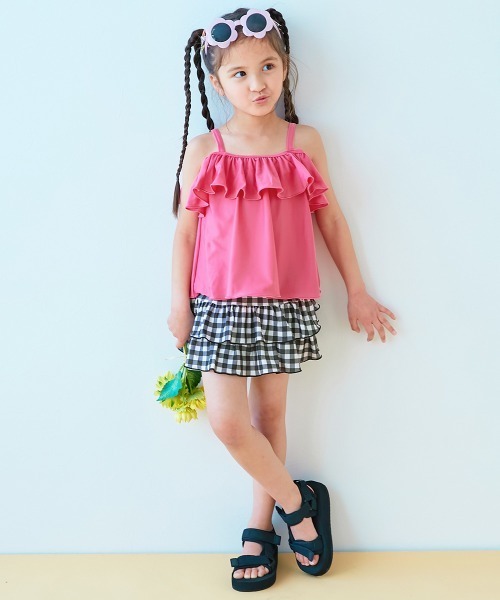 devirock(デビロック)の「UVカット 3WAYで着られる オフショルセットアップ水着(水着・キッズ・ブラック/バイオレット/パープル系その他/サックスブルー/イエロー系1/ピンク系6/イエロー系3/グレイッシュベージュ・100cm/110cm/120cm/130cm/140cm/150cm/160cm)」の19枚目の写真