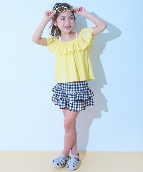 devirock(デビロック)の「UVカット 3WAYで着られる オフショルセットアップ水着(水着・キッズ・ブラック/バイオレット/パープル系その他/サックスブルー/イエロー系1/ピンク系6/イエロー系3/グレイッシュベージュ・100cm/110cm/120cm/130cm/140cm/150cm/160cm)」の20枚目の写真