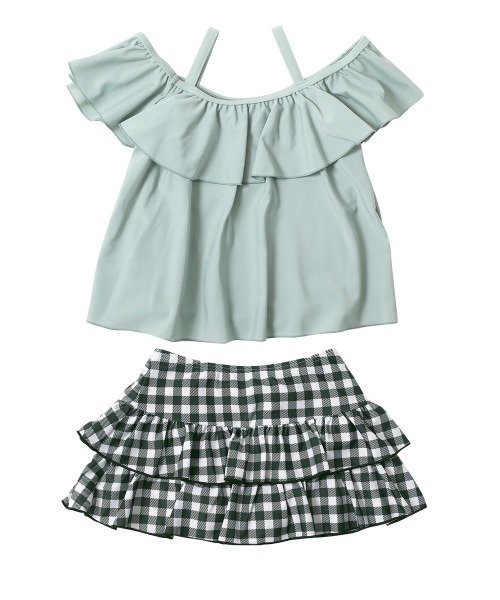 devirock(デビロック)の「UVカット 3WAYで着られる オフショルセットアップ水着(水着・キッズ・ブラック/バイオレット/パープル系その他/サックスブルー/イエロー系1/ピンク系6/イエロー系3/グレイッシュベージュ・100cm/110cm/120cm/130cm/140cm/150cm/160cm)」の12枚目の写真