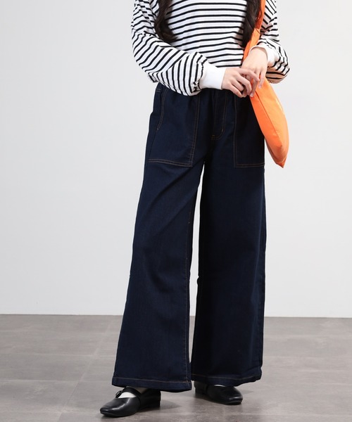 atONE（アットワン）の「atONE ウエストゴムストレッチデニムベイカーパンツ（デニムパンツ・レディース・ワンウォッシュ/ブルー/ライトインディゴブルー・4L/M/3L/L/LL）」の3枚目の写真