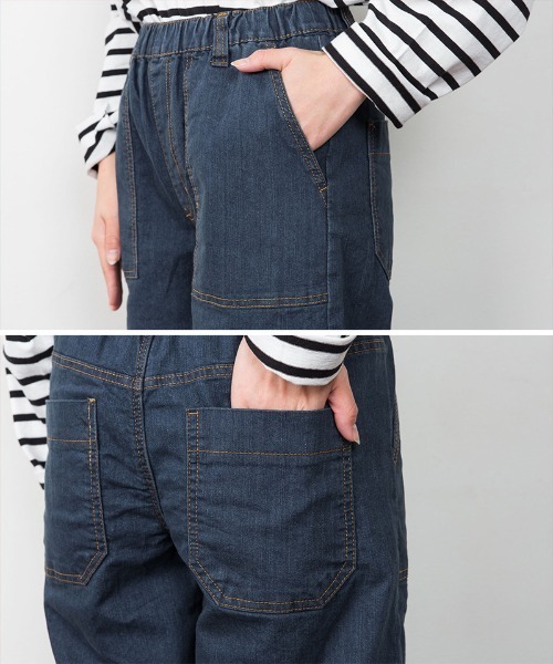 atONE（アットワン）の「atONE ウエストゴムストレッチデニムベイカーパンツ（デニムパンツ・レディース・ワンウォッシュ/ブルー/ライトインディゴブルー・4L/M/3L/L/LL）」の19枚目の写真