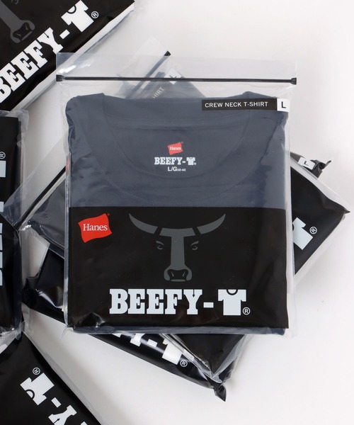 HANES（ヘインズ）の「Hanes/へインズ BEEFY/ビーフィー 無地 クルーネック 半袖Tシャツ/1P パックT/レディース メンズ（Tシャツ/カットソー・メンズ・ホワイト/グレー/ネイビー/ブラック/イエロー/ピンク/オレンジ/ブルー・S/L/XL/M）」の4枚目の写真