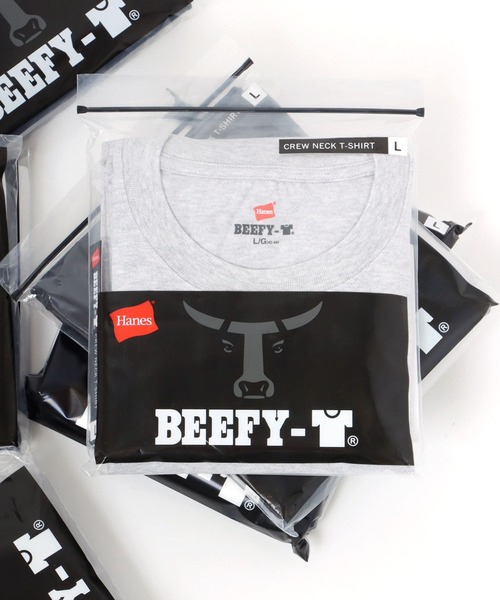 HANES（ヘインズ）の「Hanes/へインズ BEEFY/ビーフィー 無地 クルーネック 半袖Tシャツ/1P パックT/レディース メンズ（Tシャツ/カットソー・メンズ・ホワイト/グレー/ネイビー/ブラック/イエロー/ピンク/オレンジ/ブルー・S/L/XL/M）」の3枚目の写真