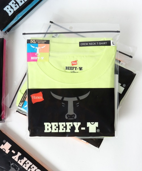 HANES（ヘインズ）の「Hanes/へインズ BEEFY/ビーフィー 無地 クルーネック 半袖Tシャツ/1P パックT/レディース メンズ（Tシャツ/カットソー・メンズ・ホワイト/グレー/ネイビー/ブラック/イエロー/ピンク/オレンジ/ブルー・S/L/XL/M）」の6枚目の写真
