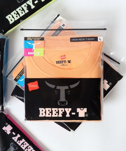 HANES（ヘインズ）の「Hanes/へインズ BEEFY/ビーフィー 無地 クルーネック 半袖Tシャツ/1P パックT/レディース メンズ（Tシャツ/カットソー・メンズ・ホワイト/グレー/ネイビー/ブラック/イエロー/ピンク/オレンジ/ブルー・S/L/XL/M）」の8枚目の写真