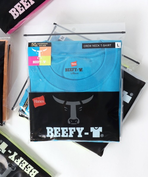 HANES（ヘインズ）の「Hanes/へインズ BEEFY/ビーフィー 無地 クルーネック 半袖Tシャツ/1P パックT/レディース メンズ（Tシャツ/カットソー・メンズ・ホワイト/グレー/ネイビー/ブラック/イエロー/ピンク/オレンジ/ブルー・S/L/XL/M）」の5枚目の写真