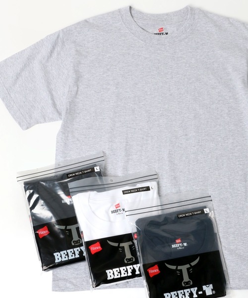 HANES（ヘインズ）の「Hanes/へインズ BEEFY/ビーフィー 無地 クルーネック 半袖Tシャツ/1P パックT/レディース メンズ（Tシャツ/カットソー・メンズ・ホワイト/グレー/ネイビー/ブラック/イエロー/ピンク/オレンジ/ブルー・S/L/XL/M）」の13枚目の写真