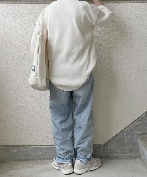 Snap club(スナップクラブ)の「【Snap club】ワンポイント刺繍ワッフルヘンリーネックTシャツ(Tシャツ/カットソー・レディース・グリーン/ブラウン/レッド/ブラック/ブルー/オフホワイト/グレー/ブルー系/ホワイト系・S/M/L)」の19枚目の写真