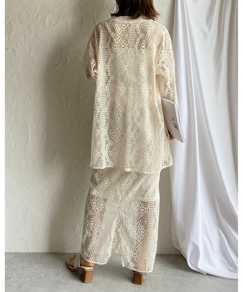 She's Closet(シーズクローゼット)の「カットワークレースバックスリット入りハイウエストタイトナローロングスカート(スカート・レディース・ブラック/アイボリー/グリーン・FREE)」の11枚目の写真