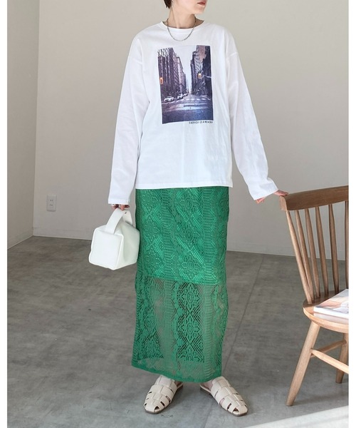 She's Closet(シーズクローゼット)の「カットワークレースバックスリット入りハイウエストタイトナローロングスカート(スカート・レディース・ブラック/アイボリー/グリーン・FREE)」の21枚目の写真