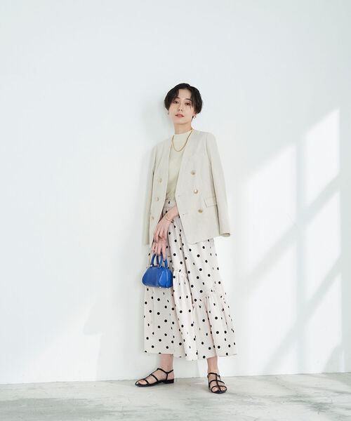 【未使用タグ付き】ノーリーズソフィー⭐︎リネンストレッチダブルジャケット⭐︎日本製 NOLLEY'S Sophi（ノーリーズソフィ）の「ウォッシャブルリネン