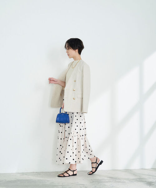 【未使用タグ付き】ノーリーズソフィー⭐︎リネンストレッチダブルジャケット⭐︎日本製 NOLLEY'S Sophi（ノーリーズソフィ）の「ウォッシャブルリネン