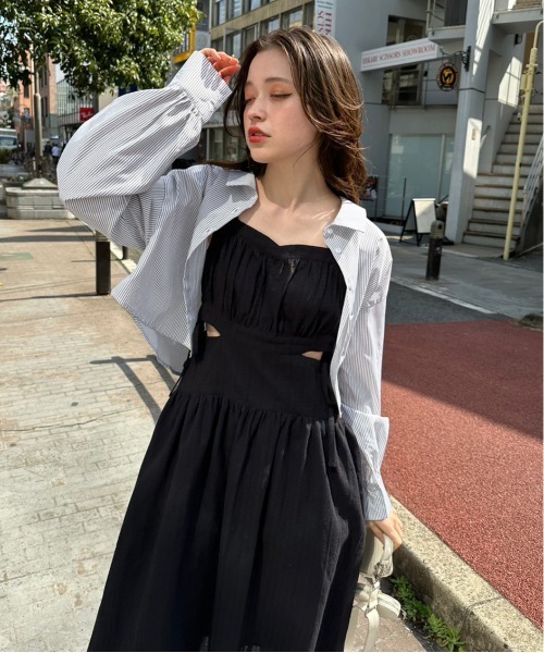 OLIVE des OLIVE（オリーブデオリーブ）の「ダブルフロントクロップドシャツ　1031040330（シャツ/ブラウス・レディース・ブルー/オフホワイト/サックスブルー/ブラック系その他・FREE）」の14枚目の写真