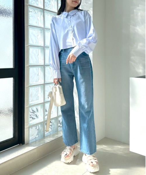 OLIVE des OLIVE（オリーブデオリーブ）の「ダブルフロントクロップドシャツ　1031040330（シャツ/ブラウス・レディース・ブルー/オフホワイト/サックスブルー/ブラック系その他・FREE）」の18枚目の写真