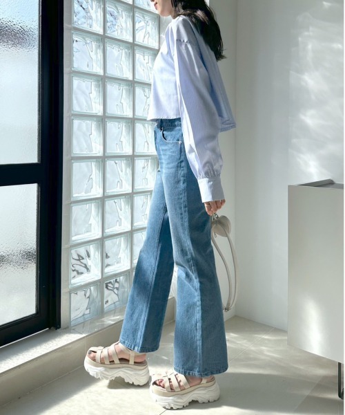 OLIVE des OLIVE（オリーブデオリーブ）の「ダブルフロントクロップドシャツ　1031040330（シャツ/ブラウス・レディース・ブルー/オフホワイト/サックスブルー/ブラック系その他・FREE）」の19枚目の写真