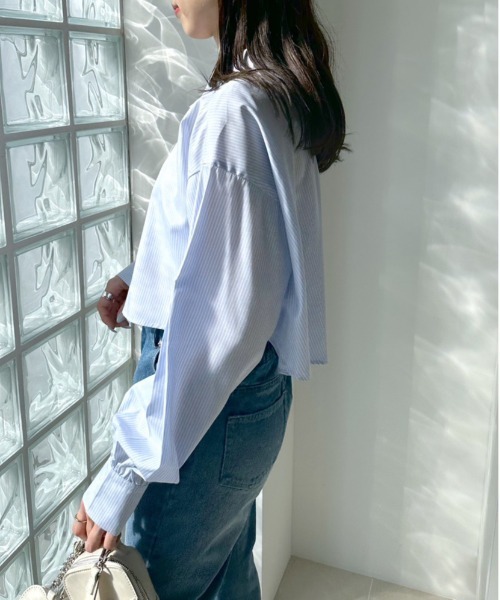 OLIVE des OLIVE（オリーブデオリーブ）の「ダブルフロントクロップドシャツ　1031040330（シャツ/ブラウス・レディース・ブルー/オフホワイト/サックスブルー/ブラック系その他・FREE）」の22枚目の写真