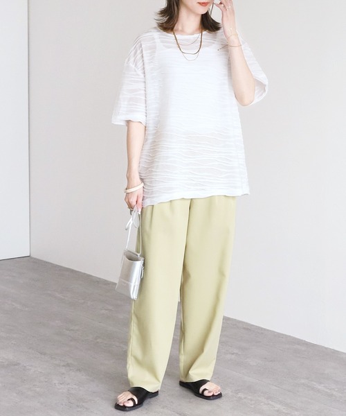 reca(レカ)の「半袖ランダムタックシアートップス(Tシャツ/カットソー・レディース・ブラック/ホワイト・FREE)」の14枚目の写真
