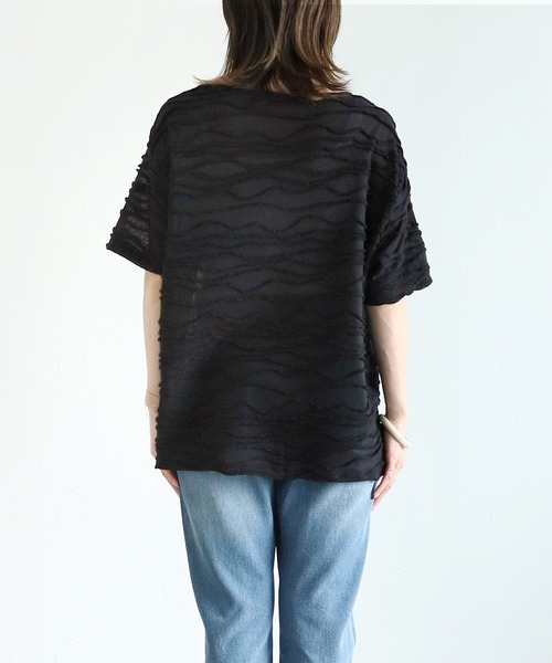reca(レカ)の「半袖ランダムタックシアートップス(Tシャツ/カットソー・レディース・ブラック/ホワイト・FREE)」の9枚目の写真