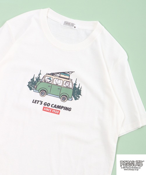 PEANUTS（ピーナッツ）の「PEANUTS スヌーピー アウトドア 半袖Tシャツ（Tシャツ/カットソー・レディース・レッド/ネイビー/ホワイト系その他2/ベージュ/ピンク/ブラック/オフホワイト/杢グレー/チャコール/ホワイト系その他・M/L/LL/S）」の3枚目の写真