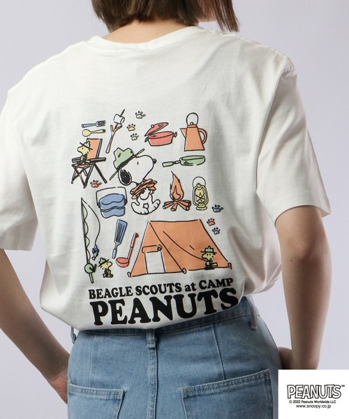PEANUTS（ピーナッツ）の「PEANUTS スヌーピー アウトドア 半袖Tシャツ（Tシャツ/カットソー・レディース・レッド/ネイビー/ホワイト系その他2/ベージュ/ピンク/ブラック/オフホワイト/杢グレー/チャコール/ホワイト系その他・M/L/LL/S）」の2枚目の写真